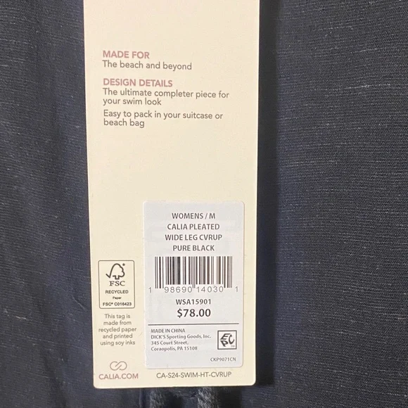 CALIA by Carrie Underwood Black Beach Pants/Coverup with pockets - Picture 4 of 5